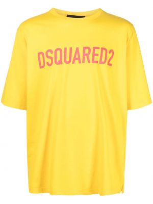 Bombažna majica s potiskom Dsquared2 rumena