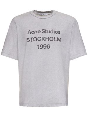 Kokvilnas t-krekls Acne Studios pelēks