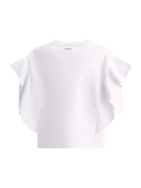 Koszulka z falbankami relaxed fit Chloe biała