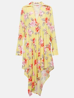 Rochie midi cu model floral asimetrică Palm Angels