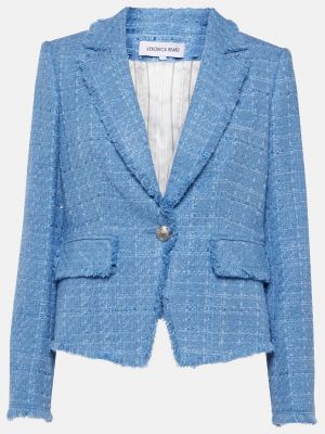 Твидовый хлопковый пиджак Veronica Beard синий