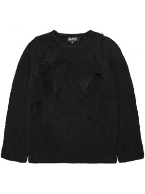 Sweter wełniany z przetarciami Black Comme Des Garçons czarny
