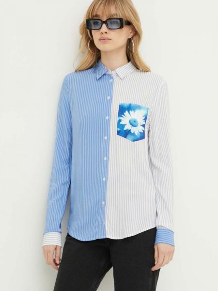 Риза на цветя с джобове Desigual синьо