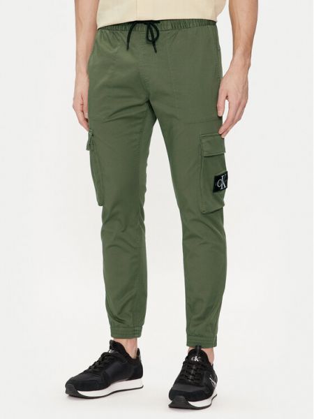 Skinny fit „cargo“ stiliaus kelnės Calvin Klein Jeans žalia