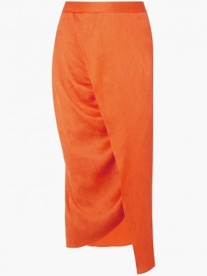 Юбка миди из шелкового атласа с запахом и эффектом плиссе Sies Marjan оранжевый
