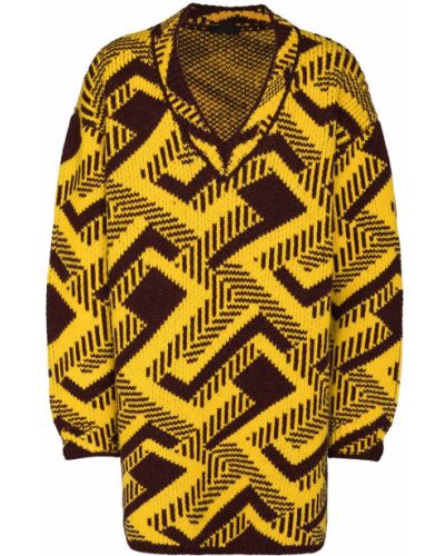 Jersey de tela jersey con estampado geométrico Prada amarillo