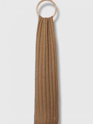 Коричневый однотонный шерстяной шарф Tommy Hilfiger