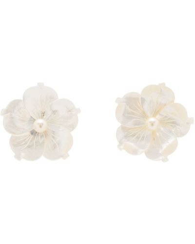 Boucles d'oreilles avec perles à fleurs Jennifer Behr blanc
