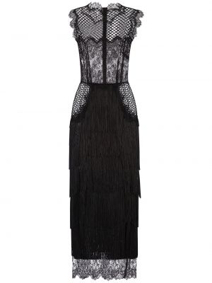 Večernja haljina na rese s čipkom Dolce & Gabbana crna