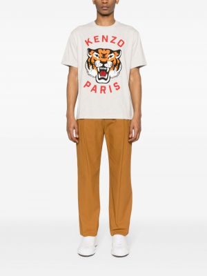 Bavlněné tričko s tygřím vzorem Kenzo šedé