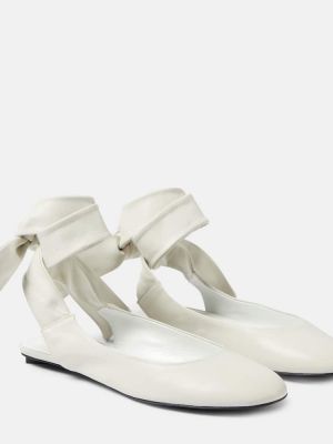 Nyitott sarkú bőr balerina cipők The Attico fehér