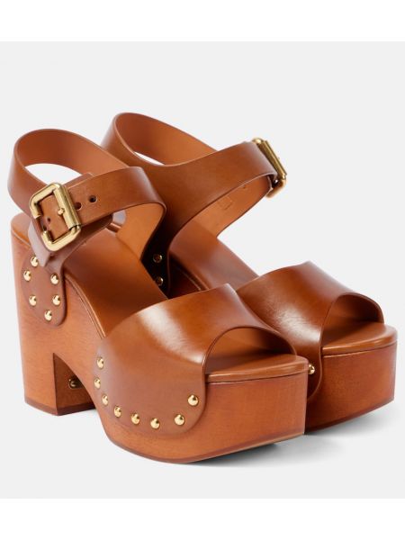 Platform læder sandaler Chloe brun