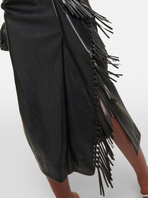 Vestido midi de cuero de cuero sintético Simkhai negro