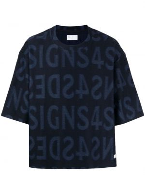 Памучна тениска с принт 4sdesigns синьо