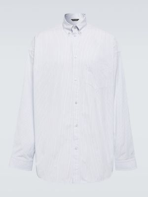 Oversize памучна риза на райета Balenciaga синьо