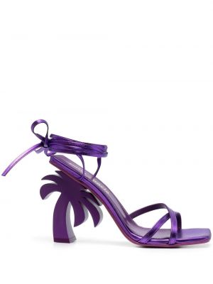 Nėriniuotos sandalai su raišteliais Palm Angels violetinė