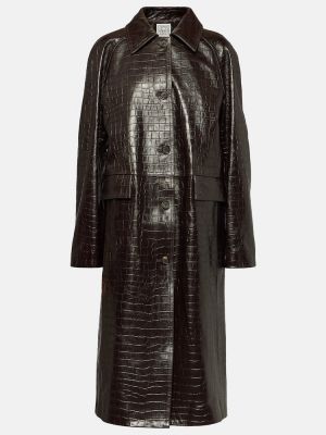 Kožený kabát Totême hnědý