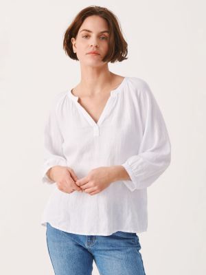 Часть вторая Льняная блузка Hikma, ярко-белая