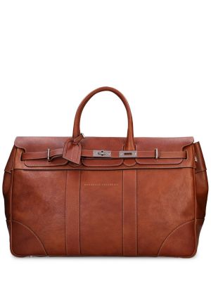 Kožená cestovná taška Brunello Cucinelli hnedá