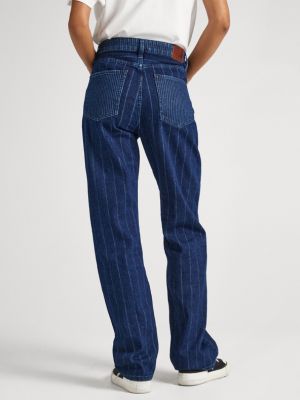 Csíkos egyenes szárú farmernadrág Pepe Jeans kék