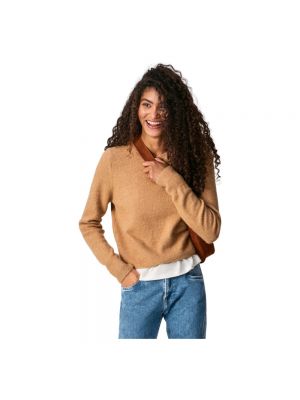 Sweter z okrągłym dekoltem Pepe Jeans brązowy