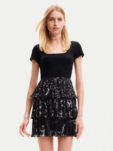 Sukienka mini z krótkim rękawem Desigual czarna