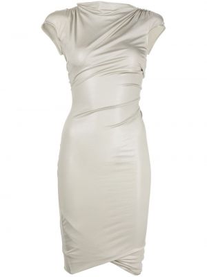 Sukienka mini z wiskozy z krótkim rękawem z dekoltem w łódkę Rick Owens Lilies - szary