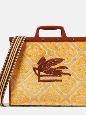 Kožená nákupná taška s paisley vzorom Etro béžová
