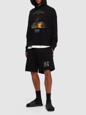 Pamučna hoodie s kapuljačom Palm Angels crna