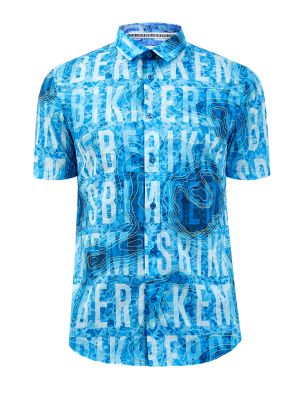 Рубашка с принтом с коротким рукавом Bikkembergs голубая