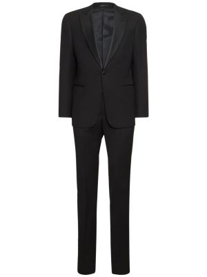Vlnený oblek Giorgio Armani čierna