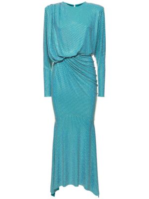 Drapované džerzej dlouhé šaty Alexandre Vauthier modrá