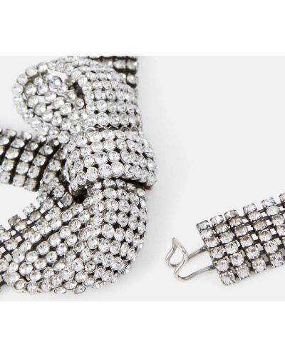 Ogrlica z lokom s kristali Balenciaga srebrna