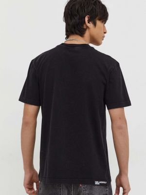 Bavlněné tričko s aplikacemi Karl Lagerfeld Jeans černé