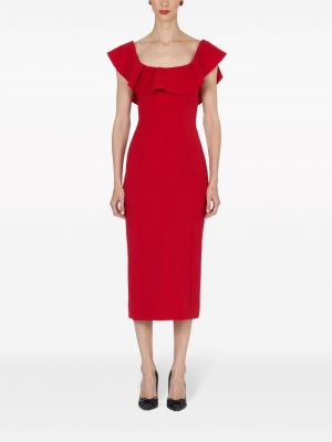 Midi šaty bez rukávů Carolina Herrera červené