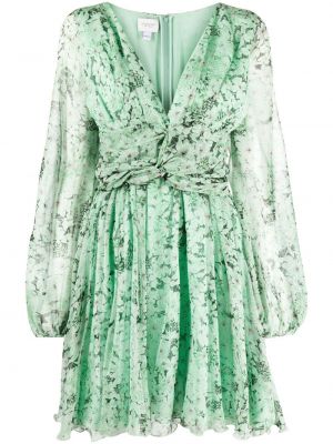 Копринена рокля на цветя с принт Giambattista Valli зелено