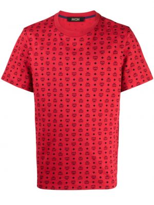 T-shirt brodé en coton Mcm rouge