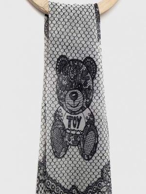 Svilena marama s printom Moschino crna