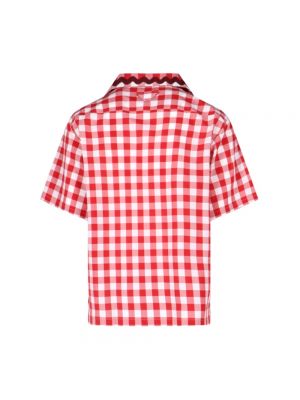 Camisa de algodón a cuadros Prada rojo