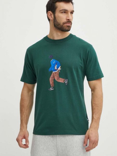 Bavlněné tričko s potiskem New Balance zelené