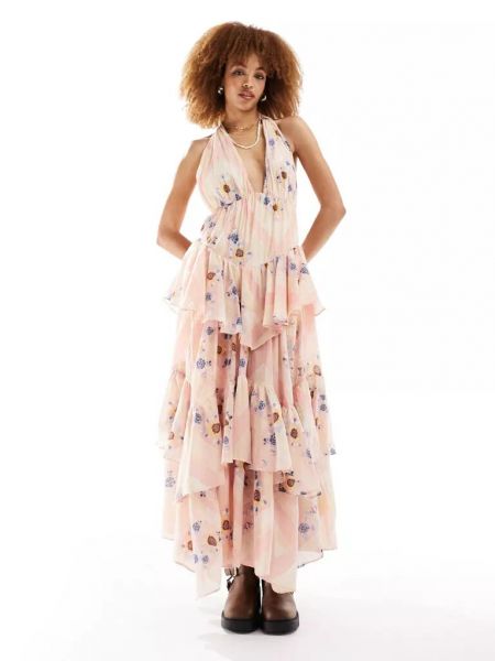 Платье миди в цветочек с принтом Free People розовое