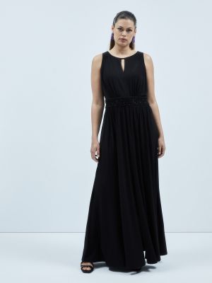 Длинное трикотажное платье с поясом Couchel черный
