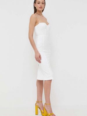 Midi haljina Bardot bijela