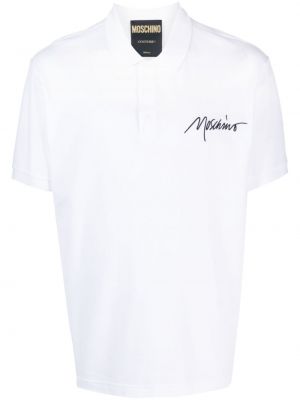 T-shirt mit stickerei aus baumwoll Moschino weiß