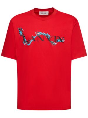 Medvilninis marškinėliai oversize Lanvin raudona