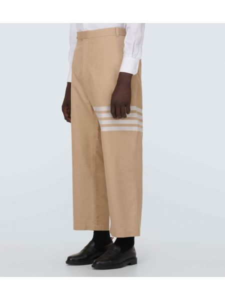 Pantaloni dritti di cotone Thom Browne marrone