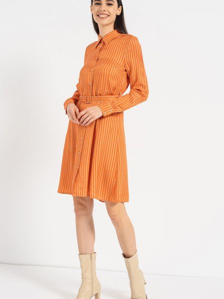 Платье-рубашка в полоску Stefanel оранжевое