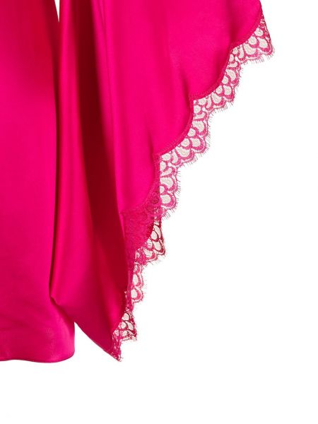 Jedwabny szlafrok z perełkami Gilda & Pearl różowy