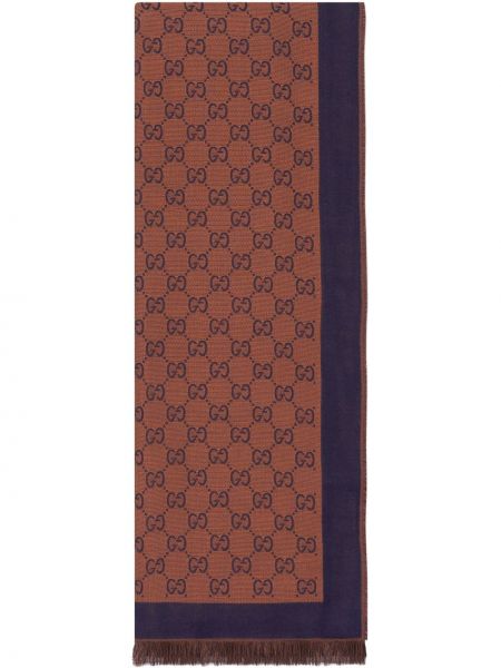 Bufanda de tejido jacquard Gucci marrón