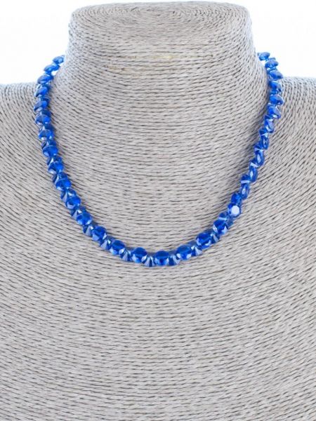 Ожерелье бусики-колечки синее